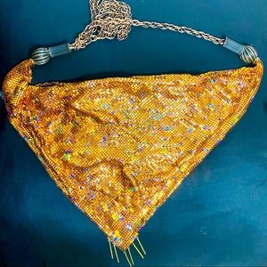 Mesh Link Slouchy Bronze Crossbody Purse